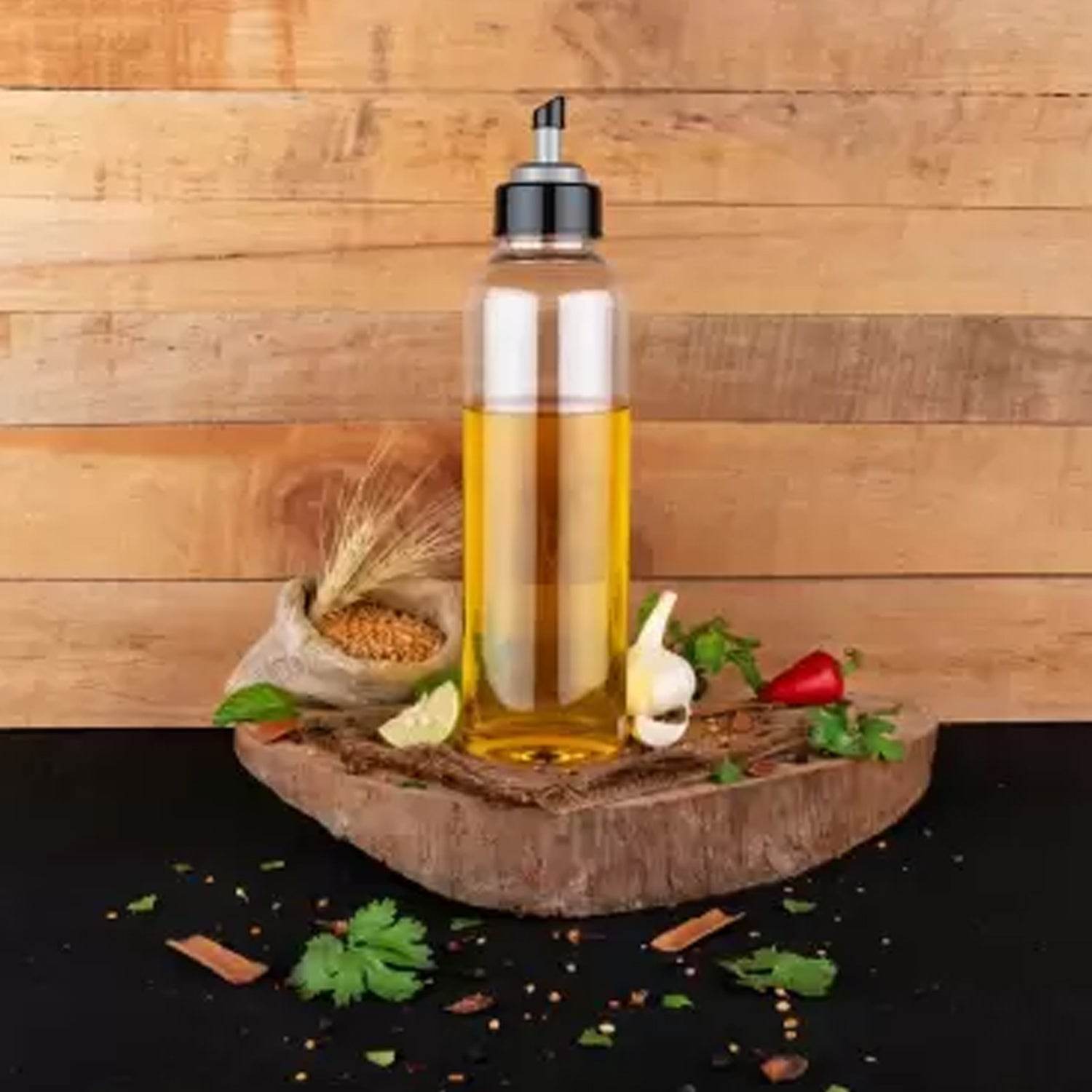 1ltr Plastic Oil Dispenser With Lid - Clear, Drip Free Spout, Controlled Use. - infinityexculsivestore.com
