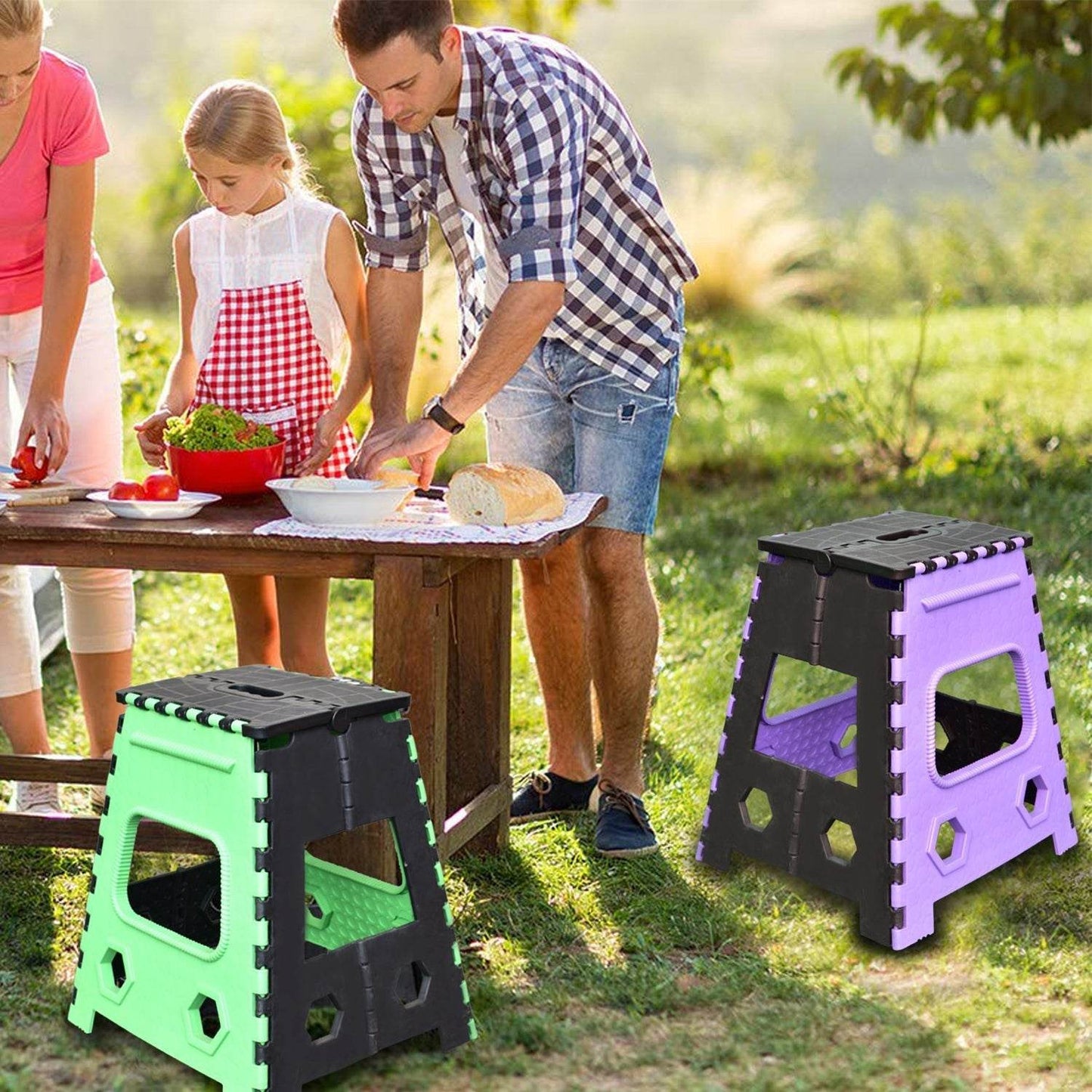 1pc 18inch Folding Stool for Adults and Kids, Also For Kitchen Stepping With (Brown Box) - infinityexculsivestore.com