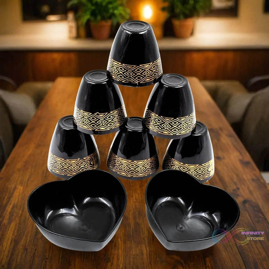 2 Bowl & 6 Glass Snake Set ( 8 Pc Set ) - infinityexculsivestore.com