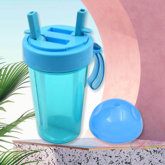 2 Drinks in 1 Cup Water Bottle, Stable Sturdy Dual Use Bottle 2 Straws for Shopping Travel for Outdoor Activities (1 Pc) - infinityexculsivestore.com