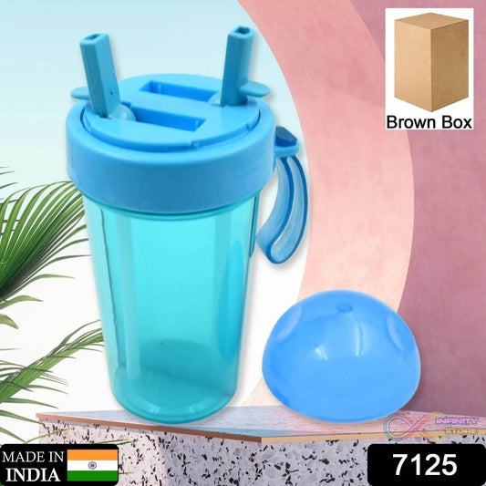 2 Drinks in 1 Cup Water Bottle, Stable Sturdy Dual Use Bottle 2 Straws for Shopping Travel for Outdoor Activities (1 Pc) - infinityexculsivestore.com