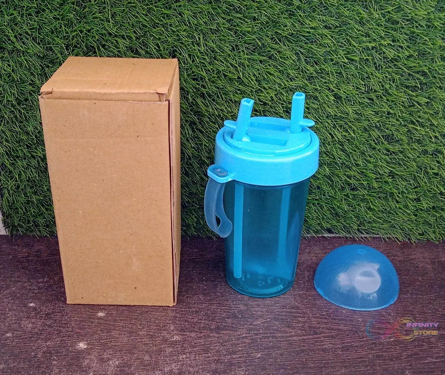 2 Drinks in 1 Cup Water Bottle, Stable Sturdy Dual Use Bottle 2 Straws for Shopping Travel for Outdoor Activities (1 Pc) - infinityexculsivestore.com