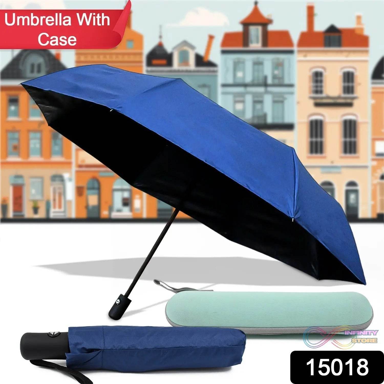 2 - Fold Manual Open Umbrella (Umbrella With Case / 1 Set / Mix Color) - infinityexculsivestore.com