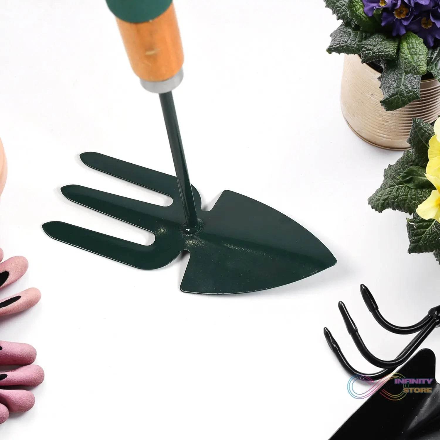 2 IN 1 DOUBLE HAND HOE GARDENING TOOL WITH WOODEN HANDLE - infinityexculsivestore.com