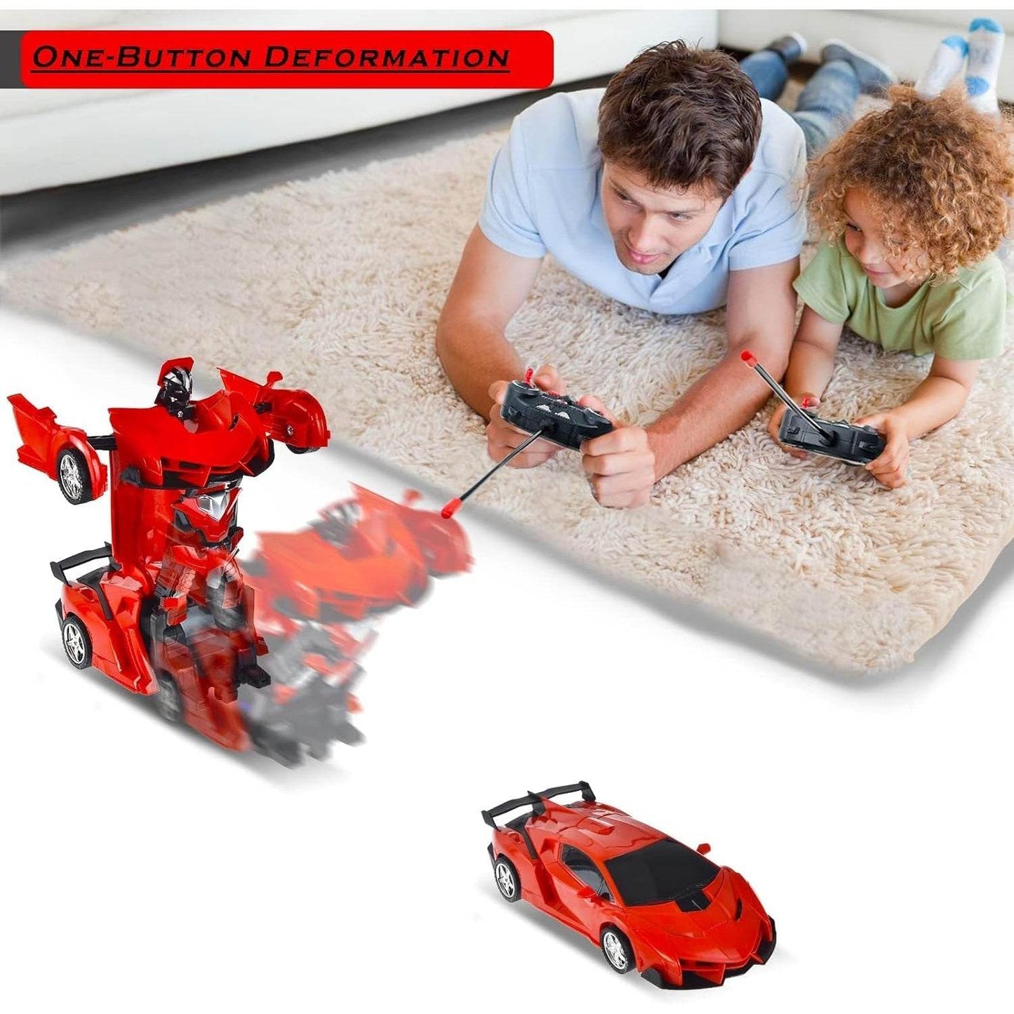 2 In 1 Automatic Robot Converted Remote Control Car With Light Scale 360°Drifting Deformation Robot Car Toy Kids Boys, Robot Convert Unique Toy For Boys (1 Pc) - infinityexculsivestore.com