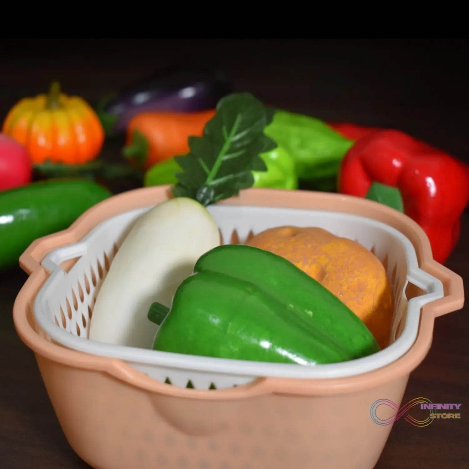 2 In 1 Basket Strainer To Rinse Various Types Of Items Like Fruits, Vegetables Etc. - infinityexculsivestore.com
