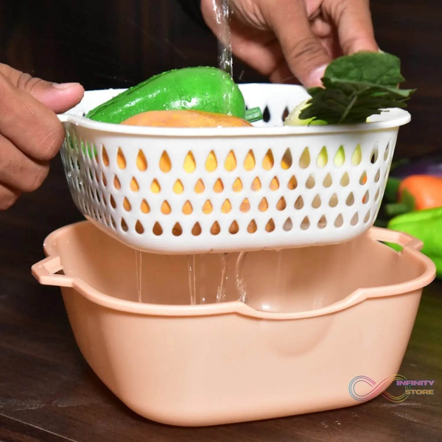 2 In 1 Basket Strainer To Rinse Various Types Of Items Like Fruits, Vegetables Etc. - infinityexculsivestore.com