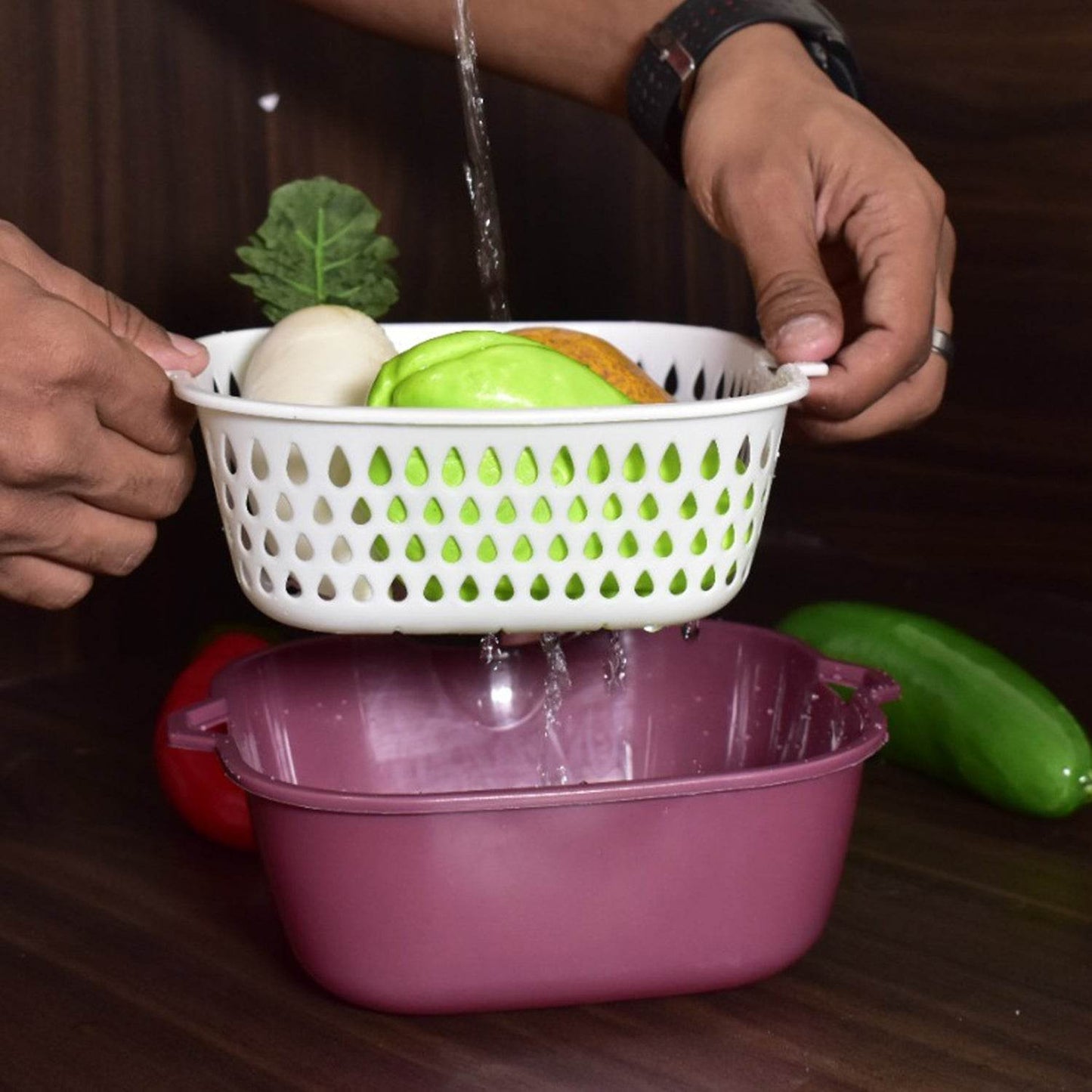 2 In 1 Basket Strainer To Rinse Various Types Of Items Like Fruits, Vegetables Etc. - infinityexculsivestore.com