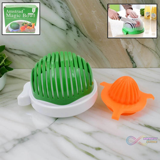 2 In 1 Salad Cutter Bowl with Lemon Squeezer Citrus Juicer (1 Pc) - infinityexculsivestore.com