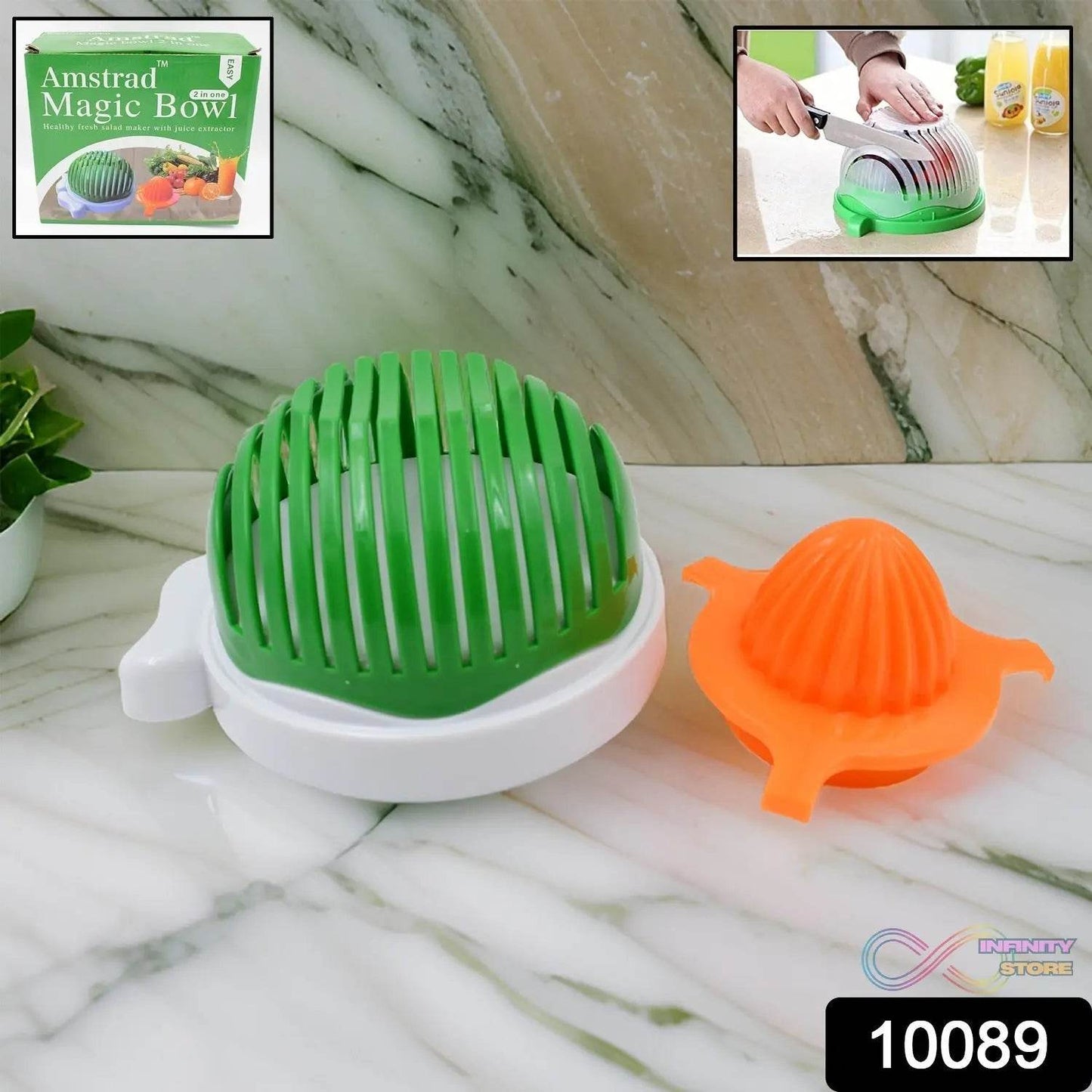 2 In 1 Salad Cutter Bowl with Lemon Squeezer Citrus Juicer (1 Pc) - infinityexculsivestore.com