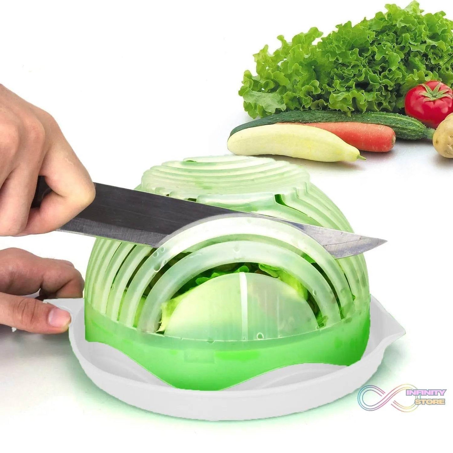 2 In 1 Salad Cutter Bowl with Lemon Squeezer Citrus Juicer (1 Pc) - infinityexculsivestore.com
