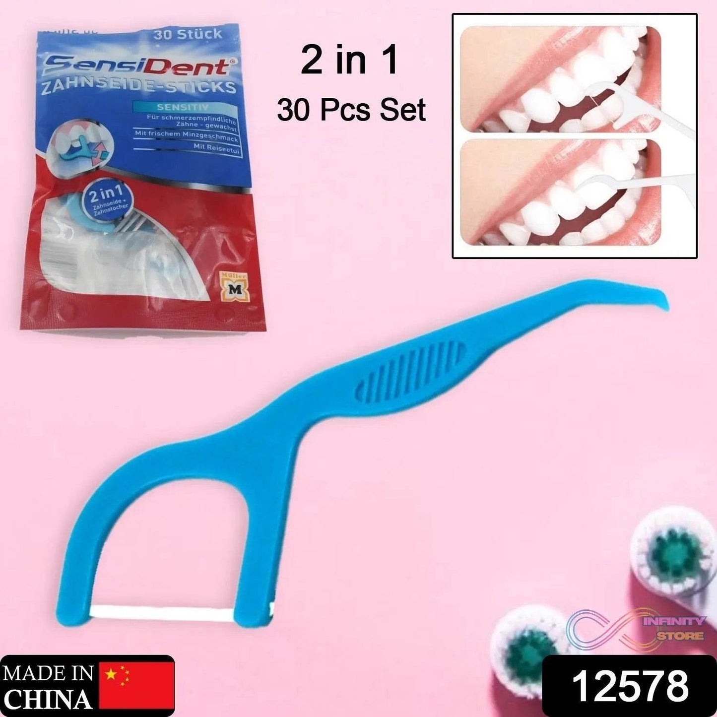 2 In 1 Tooth Picks Flosses, Portable Toothpicks, Resealable Oral Care Dental Flosser, Easy Storage Dental Pick for Fresh Breath and Healthy (30 Pcs Set) (Mix Color) - infinityexculsivestore.com