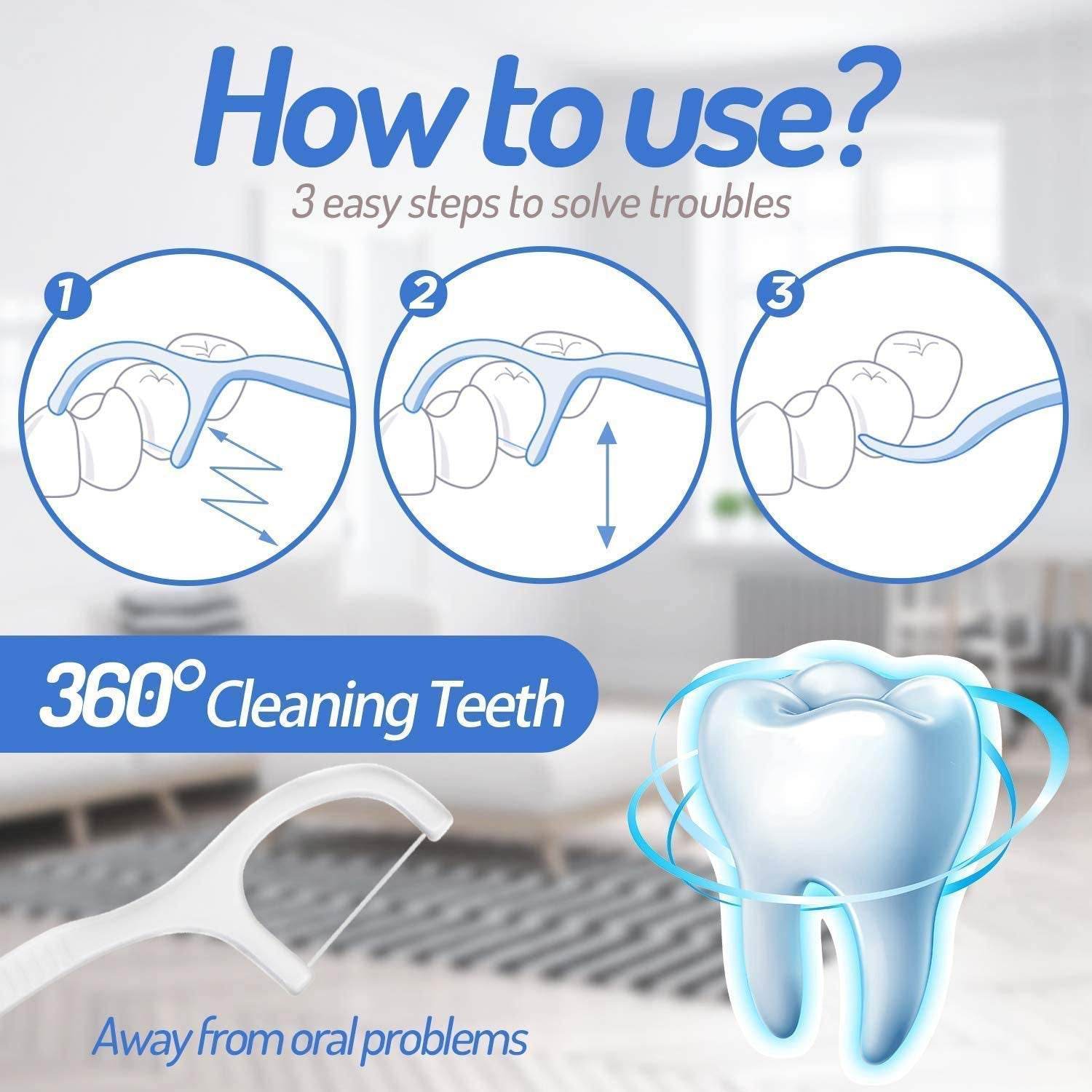 2 In 1 Tooth Picks Flosses, Portable Toothpicks, Resealable Oral Care Dental Flosser, Easy Storage Dental Pick for Fresh Breath and Healthy (300 Pcs Set) - infinityexculsivestore.com