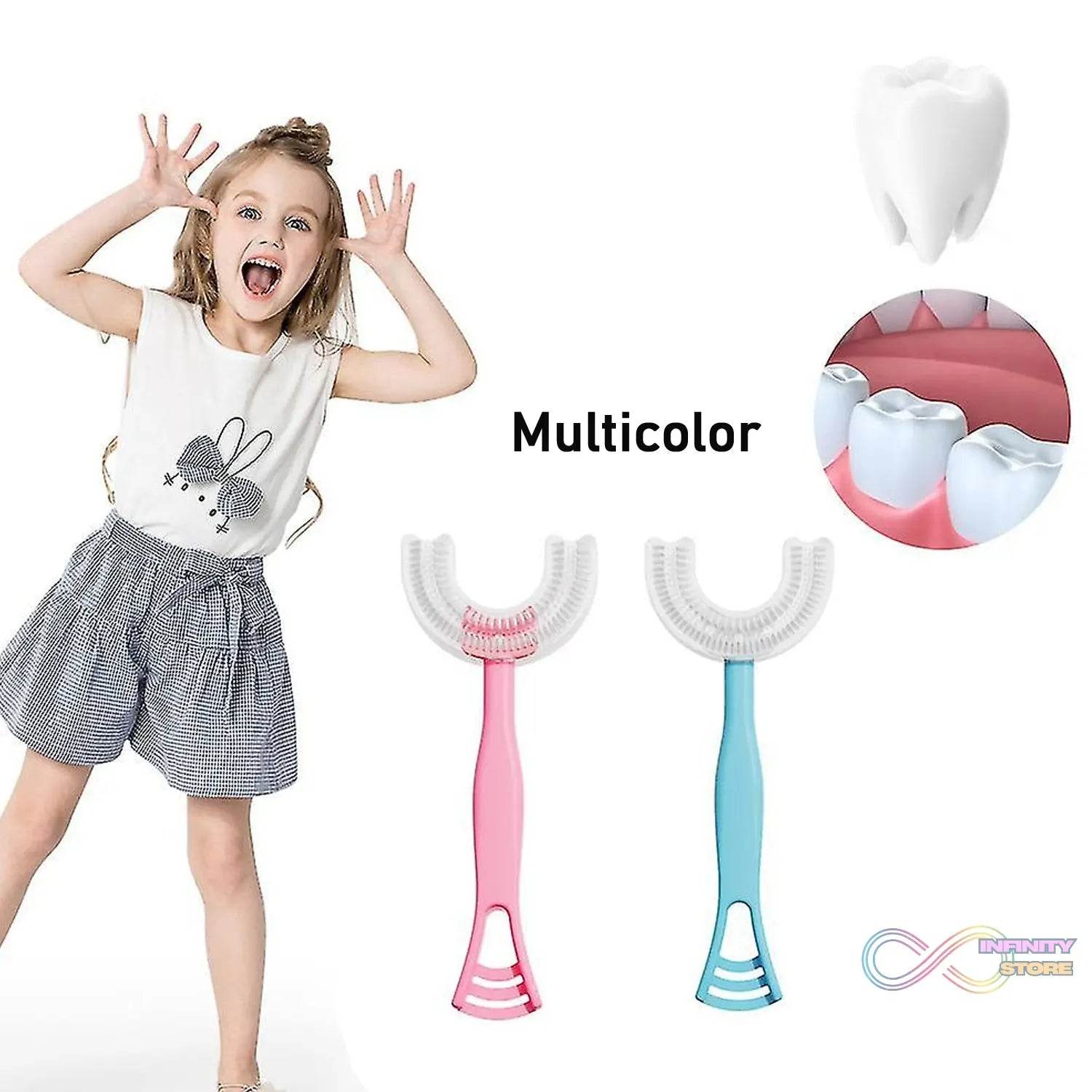 2 In1 U - Shape Silicone Manual Toothbrush & Tongue Scraper Cleaner Brush (1 Pc) - infinityexculsivestore.com