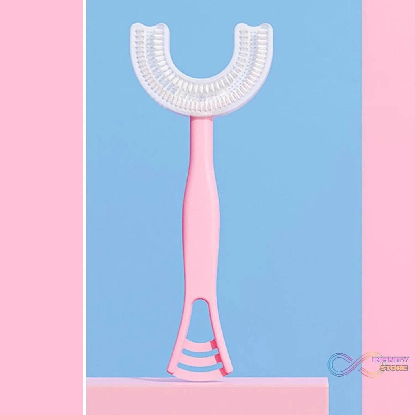 2 In1 U - Shape Silicone Manual Toothbrush & Tongue Scraper Cleaner Brush (1 Pc) - infinityexculsivestore.com