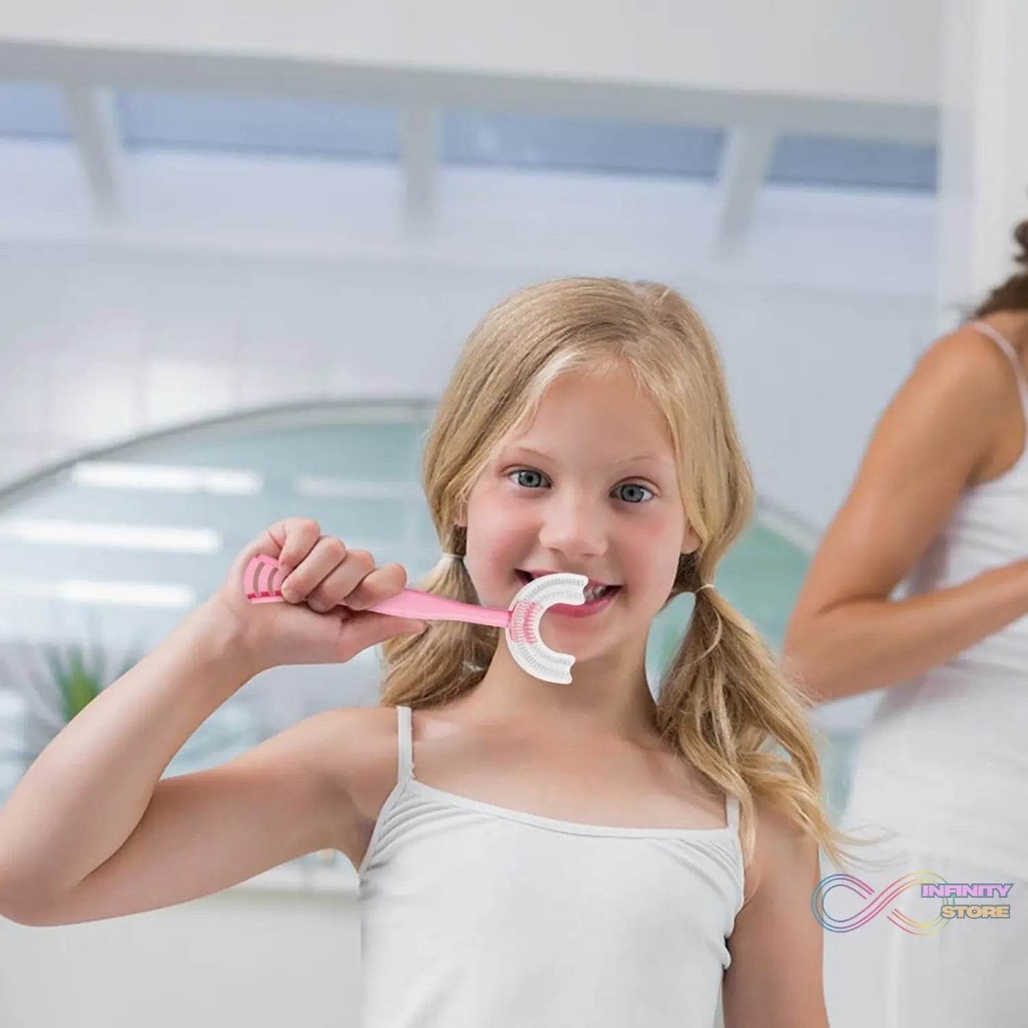 2 In1 U - Shape Silicone Manual Toothbrush & Tongue Scraper Cleaner Brush (1 Pc) - infinityexculsivestore.com