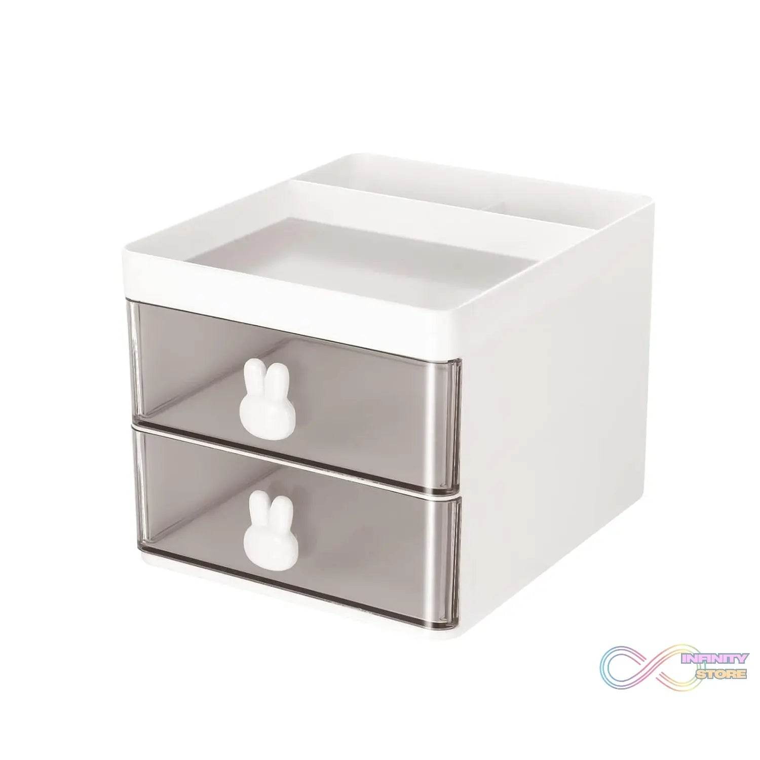 2 Layer 5 Compartment Desk Organizer with Transparent Drawer (1 Pc / 15×13×11 Cm) - infinityexculsivestore.com