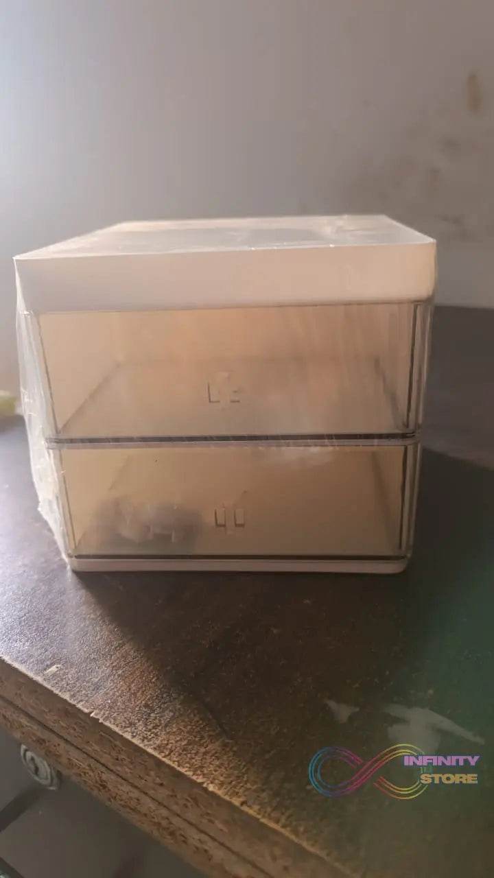 2 Layer 5 Compartment Desk Organizer with Transparent Drawer (1 Pc / 15×13×11 Cm) - infinityexculsivestore.com