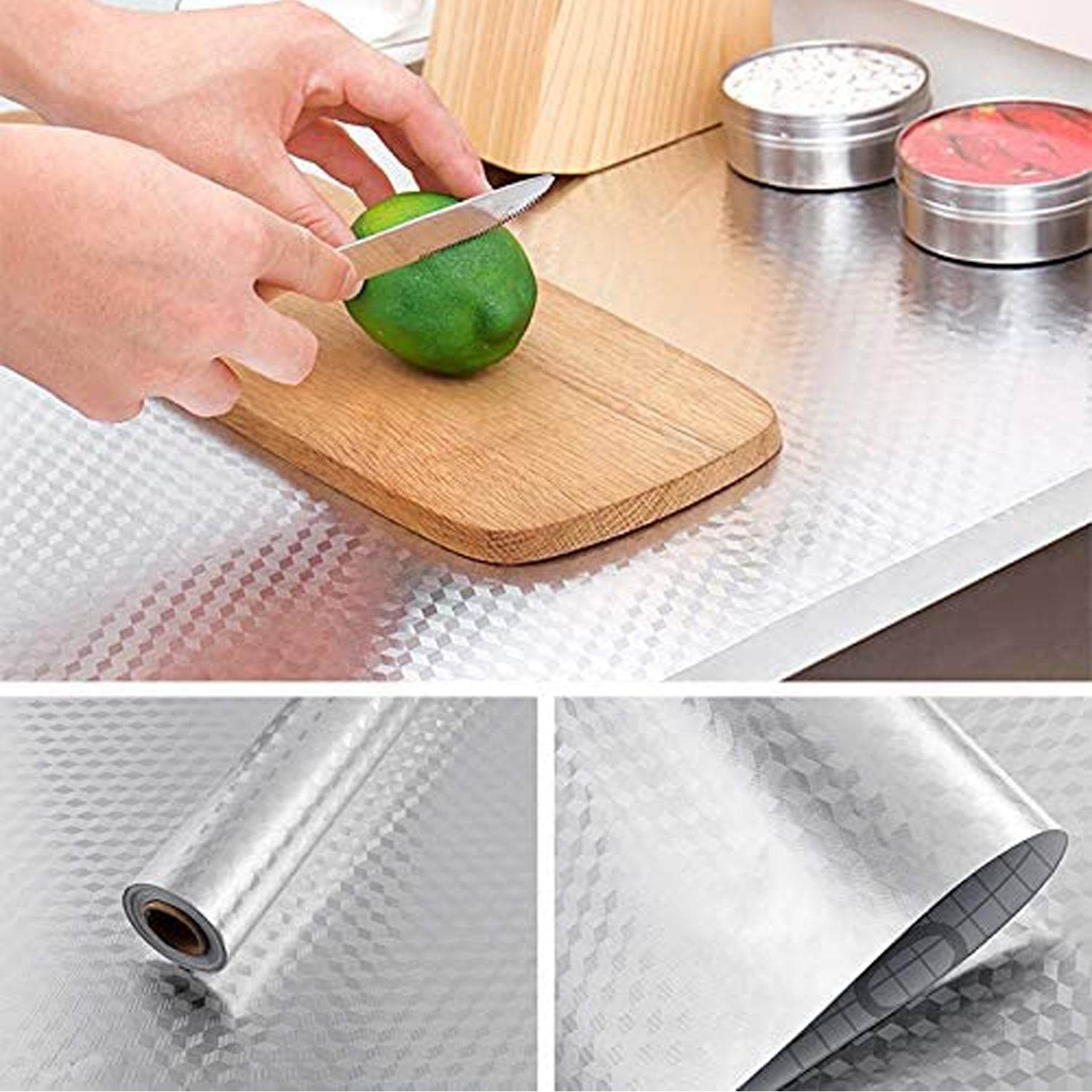 2 Meter Aluminium Foil Sticker used in all kitchen purposes to prevent oily and greasy stains of food while cooking. - infinityexculsivestore.com