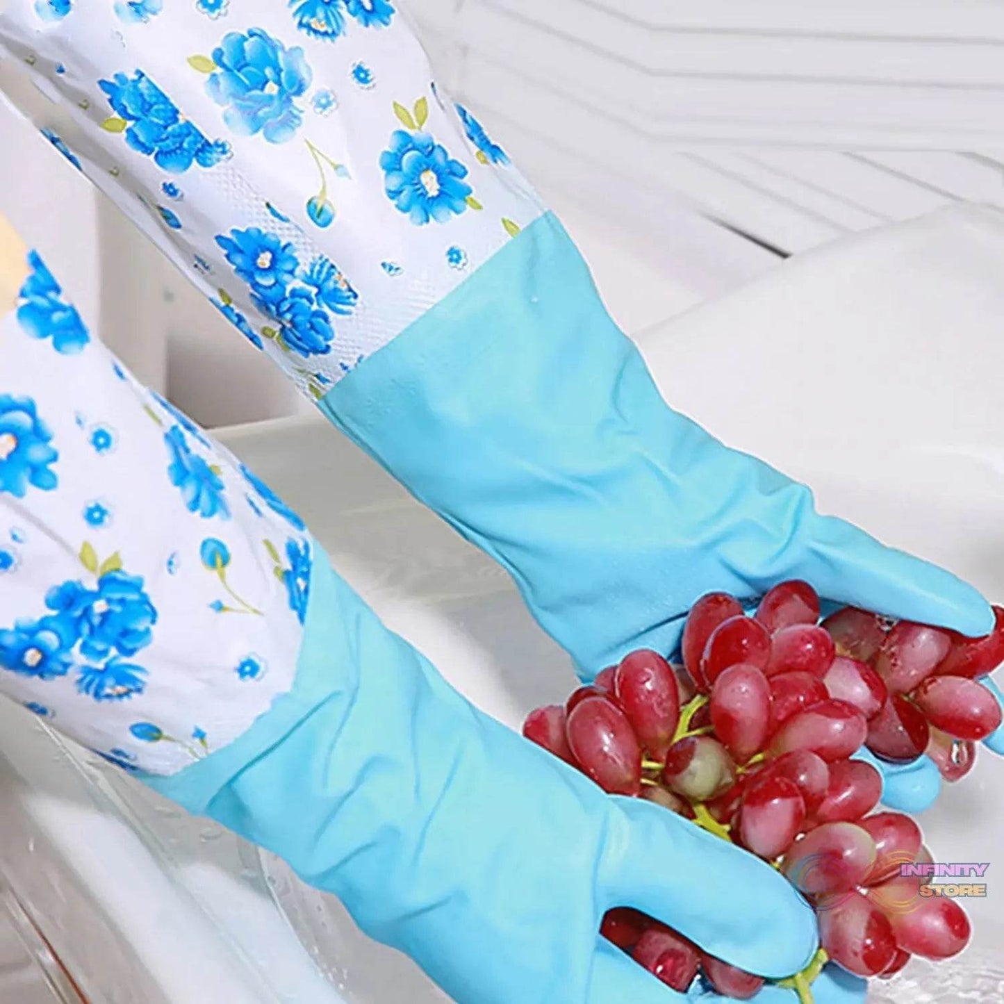 2 Pair Large Blue Gloves For Different Types Of Purposes Like Washing Utensils, Gardening And Cleaning Toilet Etc. - infinityexculsivestore.com