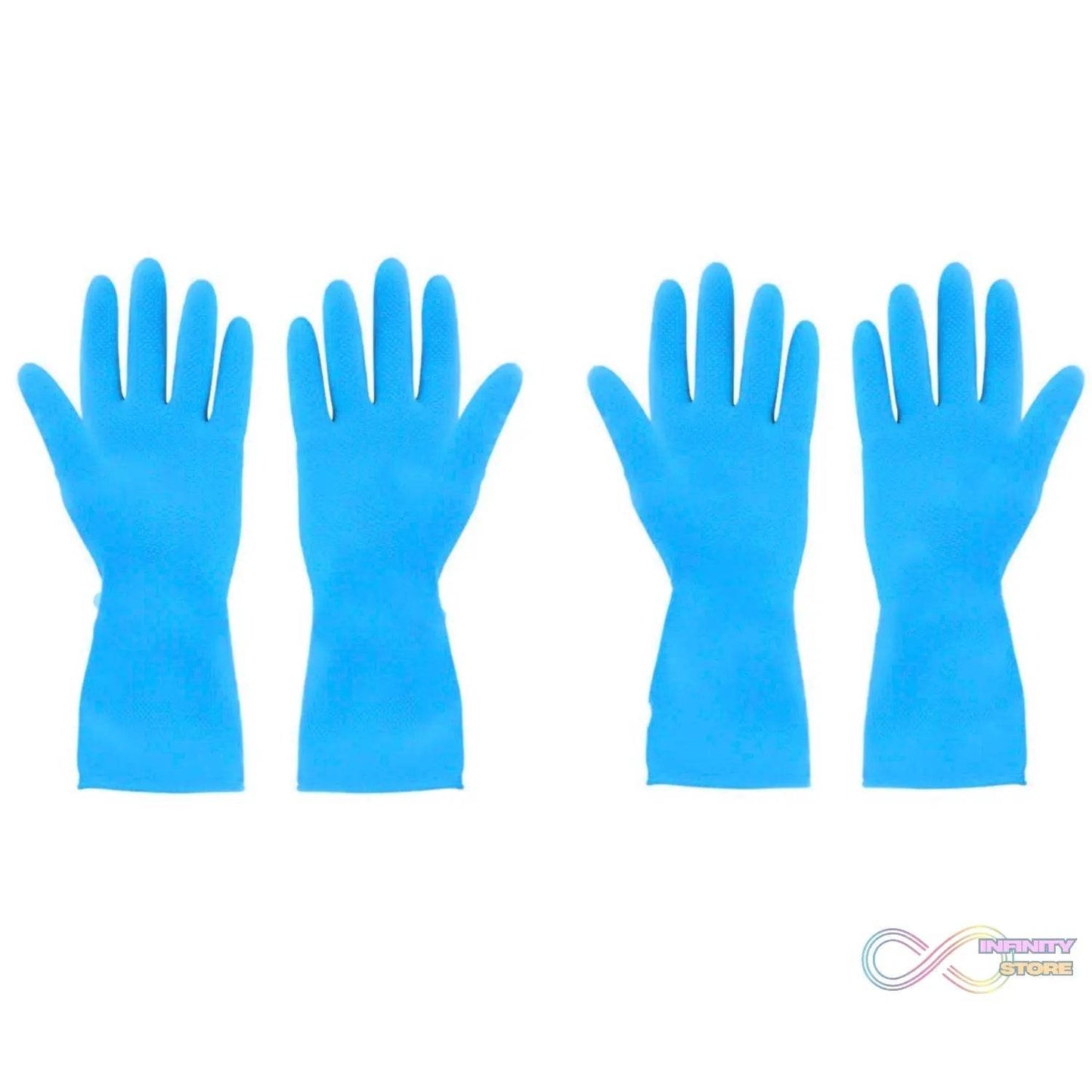 2 Pair Large Blue Gloves For Different Types Of Purposes Like Washing Utensils, Gardening And Cleaning Toilet Etc. - infinityexculsivestore.com