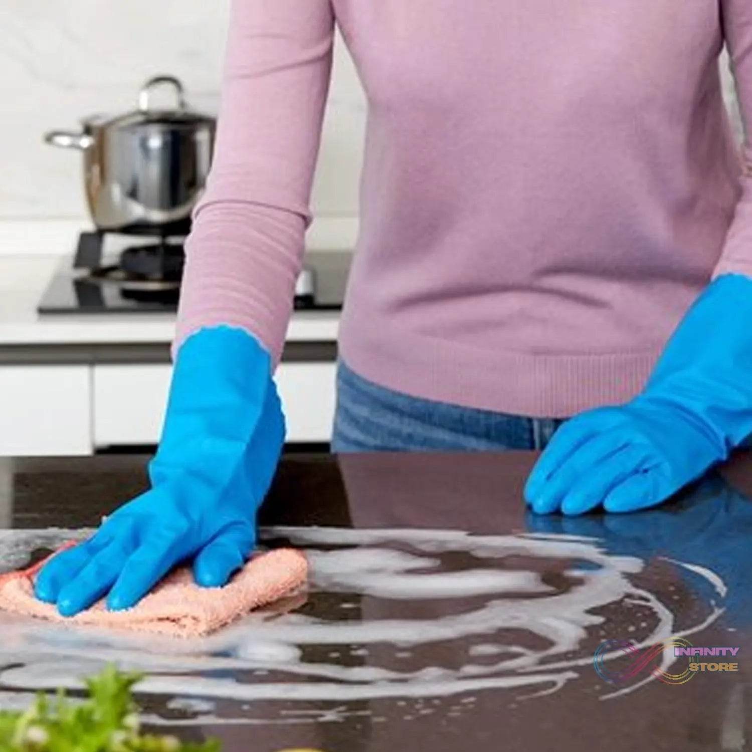 2 Pair Large Blue Gloves For Different Types Of Purposes Like Washing Utensils, Gardening And Cleaning Toilet Etc. - infinityexculsivestore.com