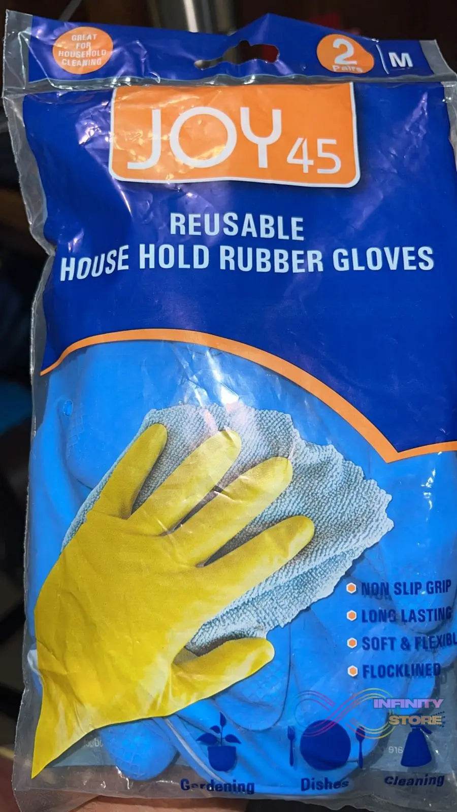 2 Pair Large Blue Gloves For Different Types Of Purposes Like Washing Utensils, Gardening And Cleaning Toilet Etc. - infinityexculsivestore.com