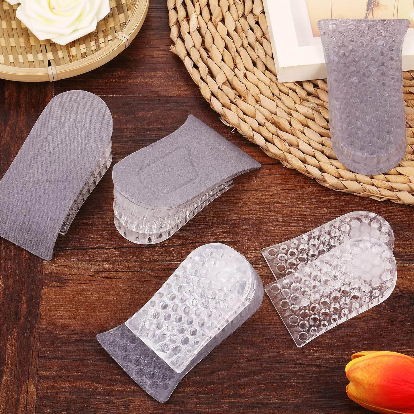 2 Pairs Heel Lift Inserts Height Increase Insole Invisible Heightening Insole Sillicone 3-Layer Heel Support Insoles Height-Adjustable Shoe Pads Foot Cushion for Shoes - infinityexculsivestore.com