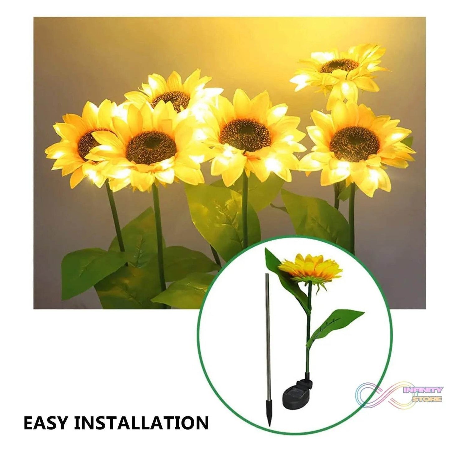 2 Pc Outdoor Solar Sunflower Lights Intelligent Light Control Waterproof Garden Landscape Stake Light - infinityexculsivestore.com