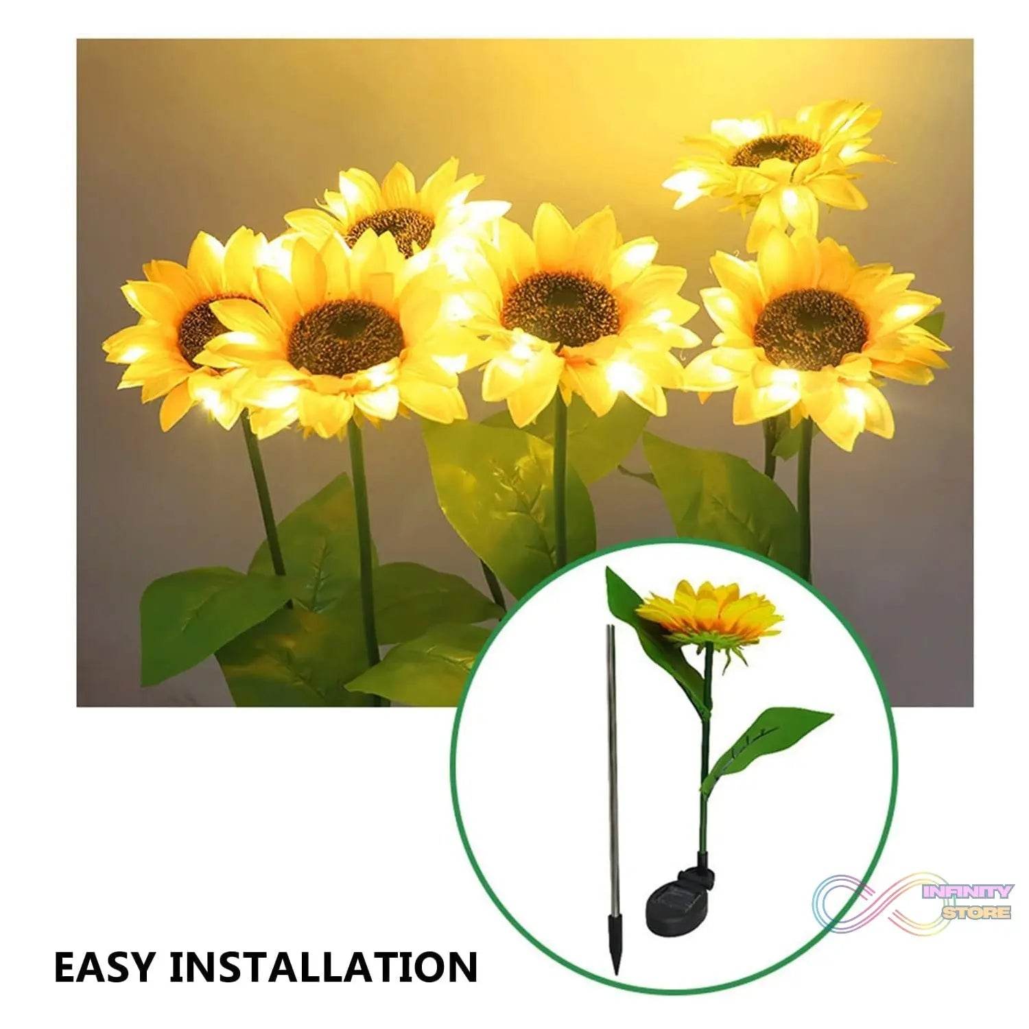 2 Pc Outdoor Solar Sunflower Lights Intelligent Light Control Waterproof Garden Landscape Stake Light - infinityexculsivestore.com