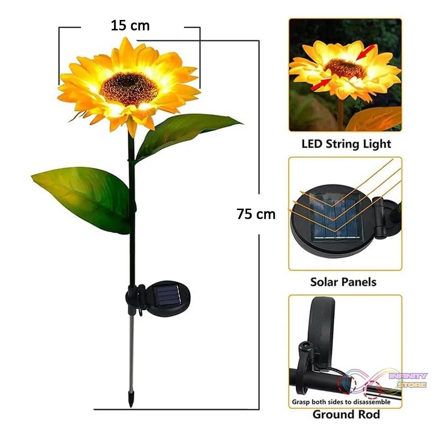 2 Pc Outdoor Solar Sunflower Lights Intelligent Light Control Waterproof Garden Landscape Stake Light - infinityexculsivestore.com