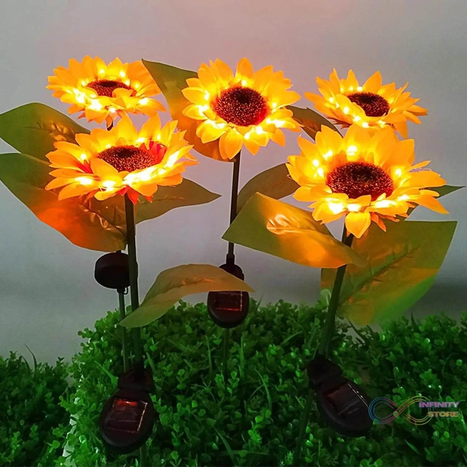 2 Pc Outdoor Solar Sunflower Lights Intelligent Light Control Waterproof Garden Landscape Stake Light - infinityexculsivestore.com