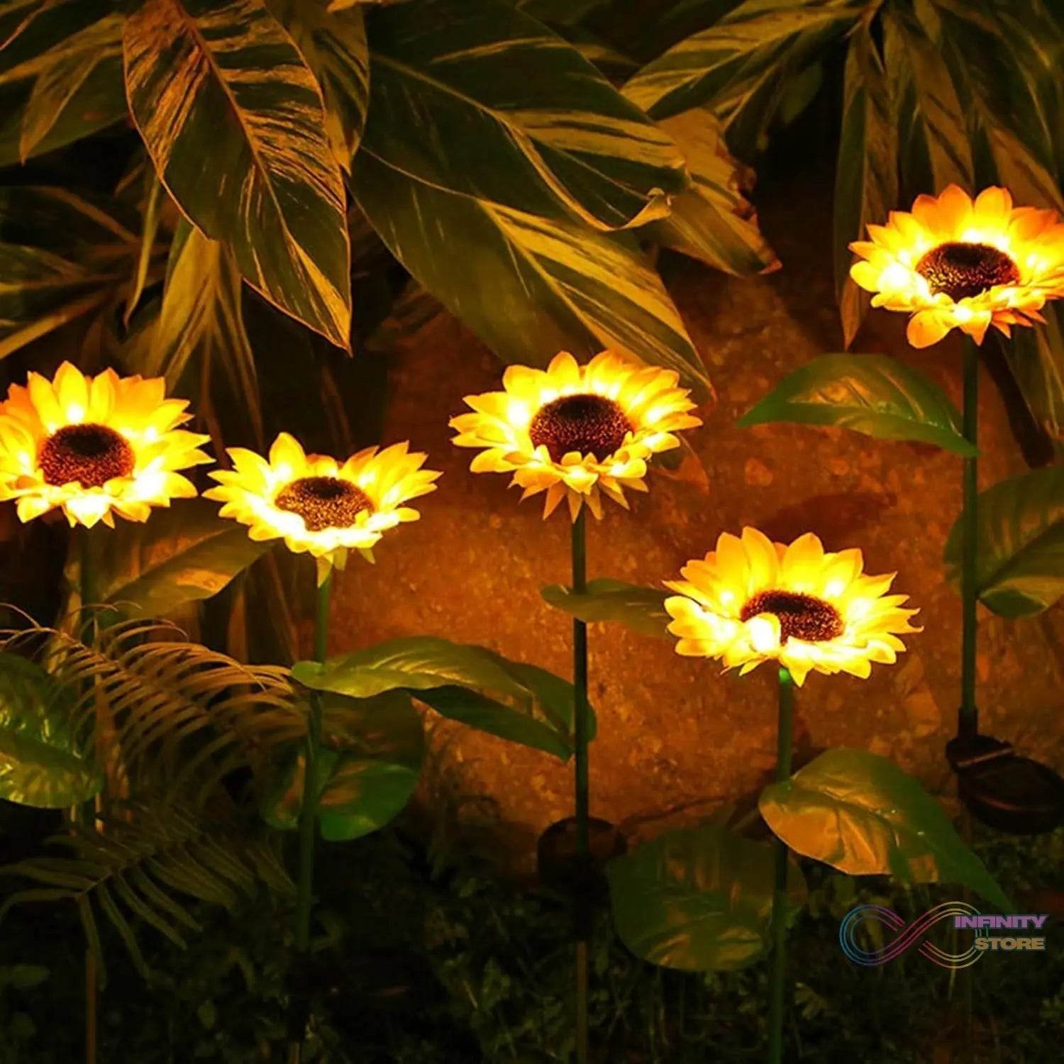 2 Pc Outdoor Solar Sunflower Lights Intelligent Light Control Waterproof Garden Landscape Stake Light - infinityexculsivestore.com