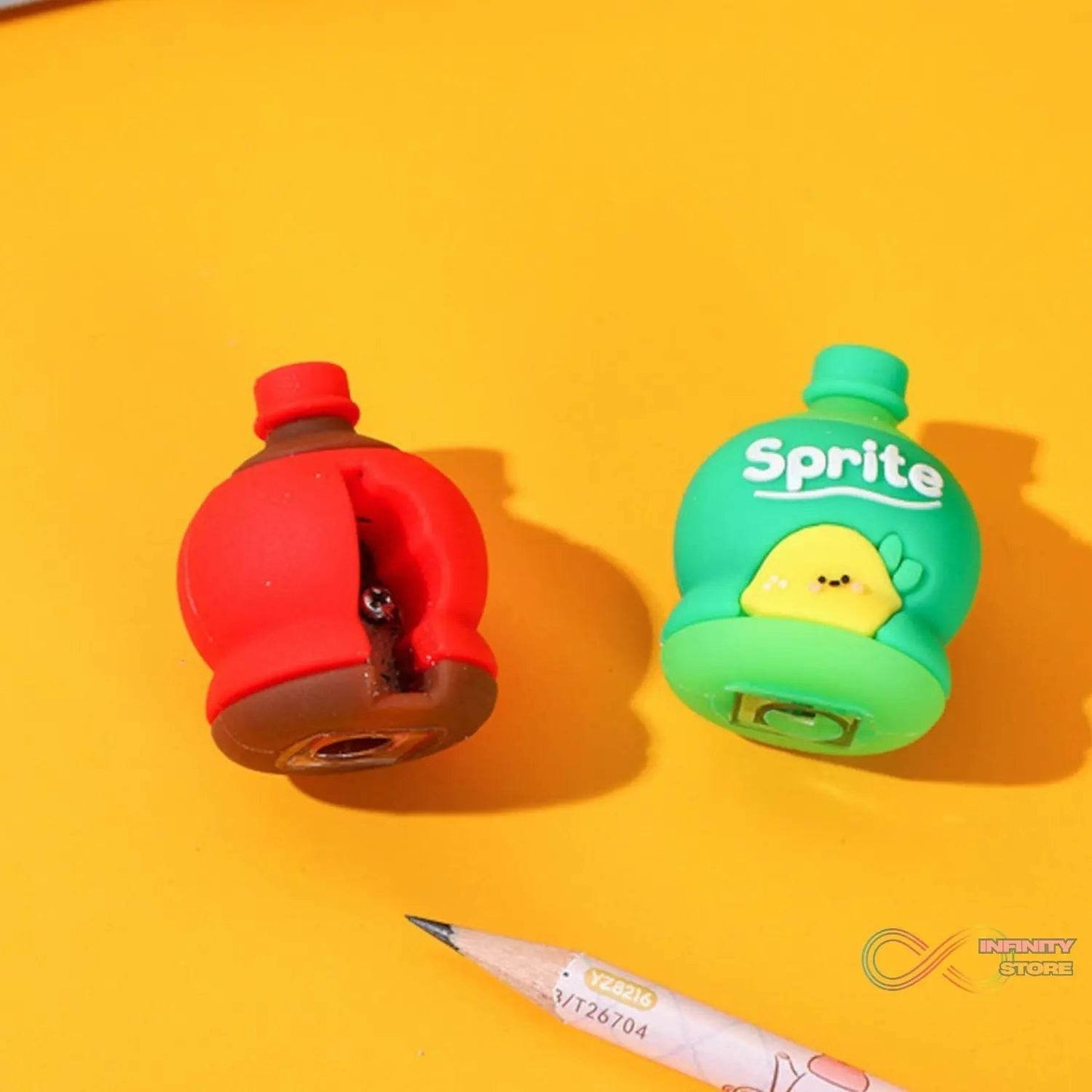 2-in-1 3D Cold Drink Bottle Shape Rubber Pencil Sharpener and Eraser Set, Stationery for Kids School Boys Girls, Birthday Return Gifts (1 Pc ) - infinityexculsivestore.com