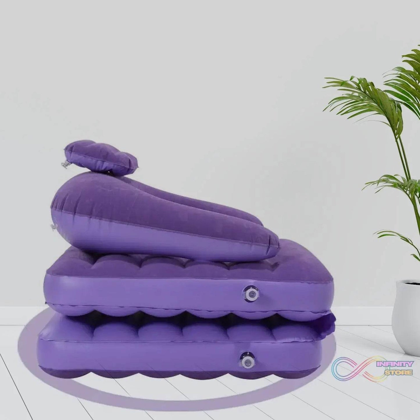 2 in 1 Air Mattress & Lounger, Portable Inflatable Mattress Air Sofa With Air Hand Pump (175×75 cm) - infinityexculsivestore.com