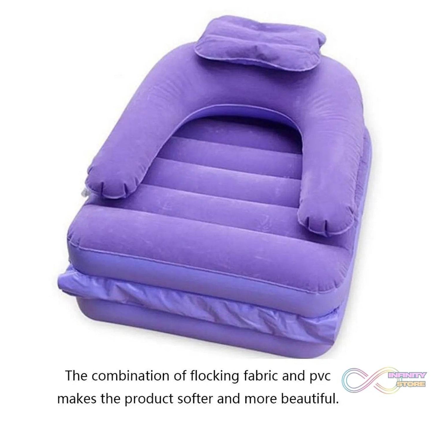 2 in 1 Air Mattress & Lounger, Portable Inflatable Mattress Air Sofa With Air Hand Pump (175×75 cm) - infinityexculsivestore.com