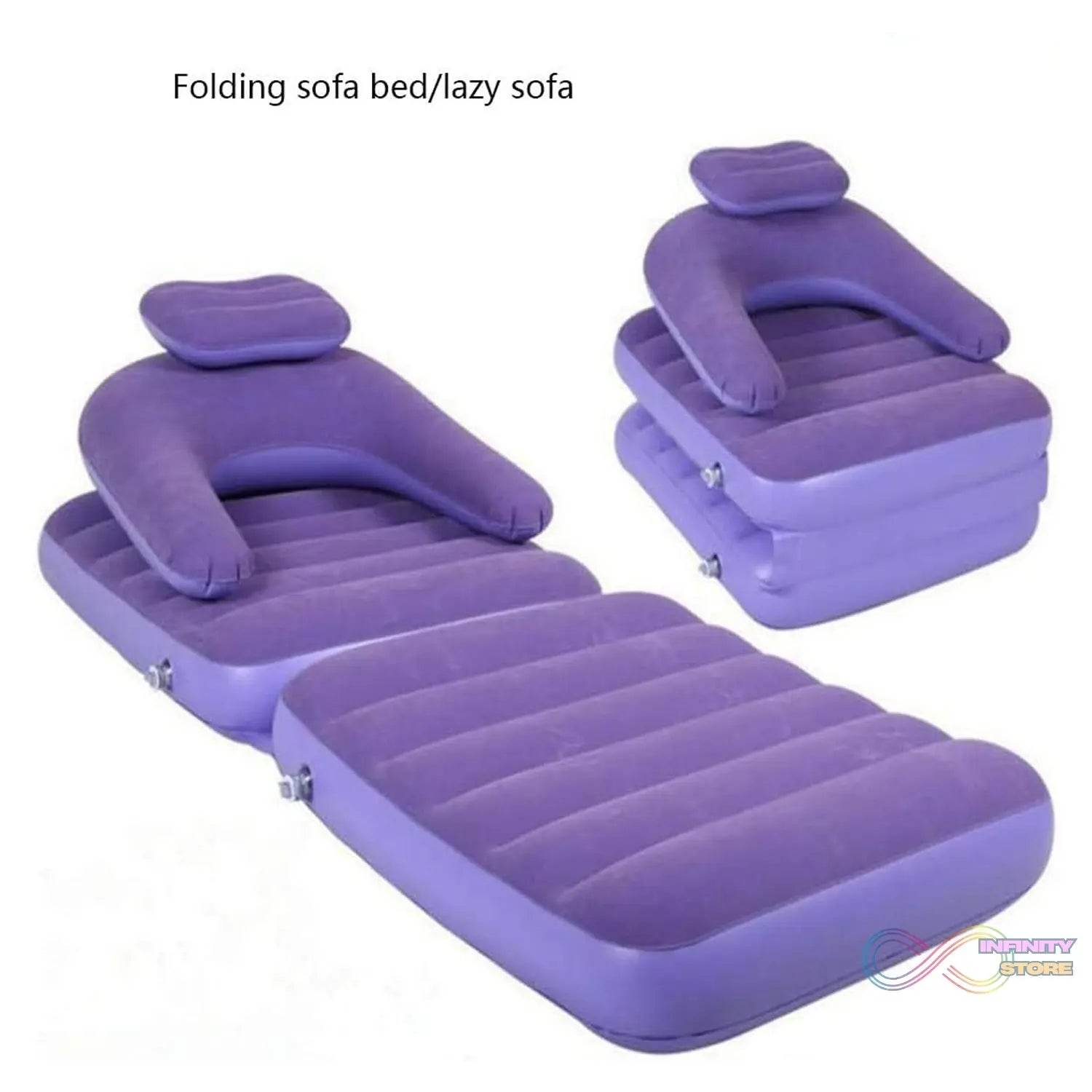 2 in 1 Air Mattress & Lounger, Portable Inflatable Mattress Air Sofa With Air Hand Pump (175×75 cm) - infinityexculsivestore.com
