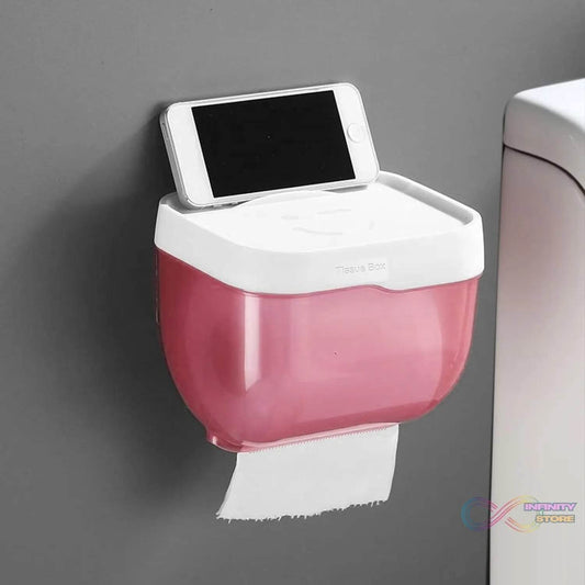 2-in-1 Bathroom Tissue Dispenser & Phone Holder (Self-Adhesive, Waterproof) - infinityexculsivestore.com