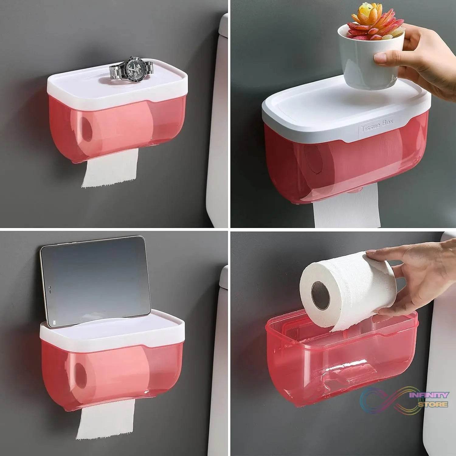 2-in-1 Bathroom Tissue Dispenser & Phone Holder (Self-Adhesive, Waterproof) - infinityexculsivestore.com