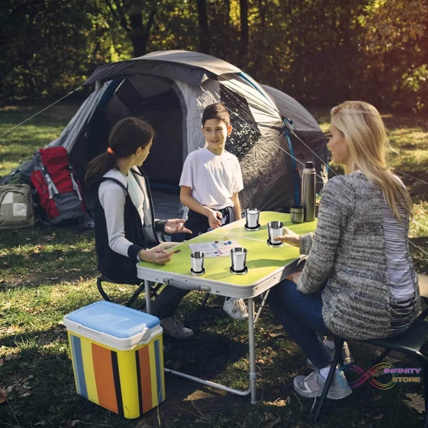 2 in 1 Camping Folding Cup with Keychain (1 Pc) - infinityexculsivestore.com