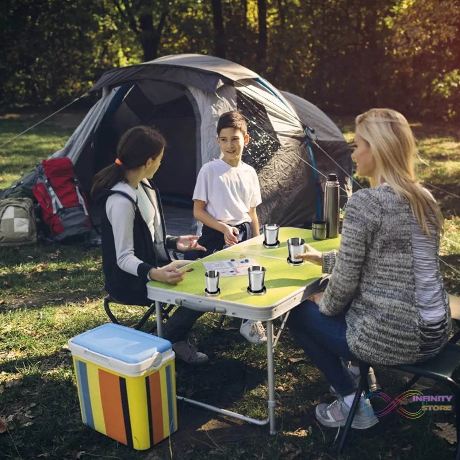 2 in 1 Camping Folding Cup with Keychain (1 Pc) - infinityexculsivestore.com