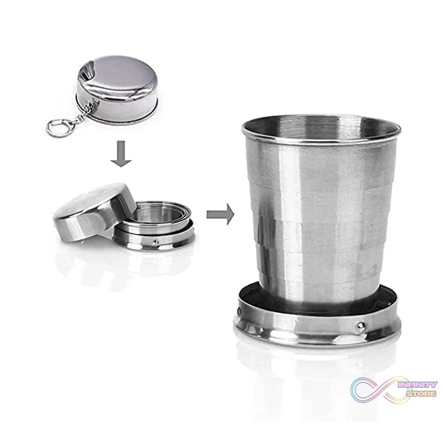 2 in 1 Camping Folding Cup with Keychain (1 Pc) - infinityexculsivestore.com