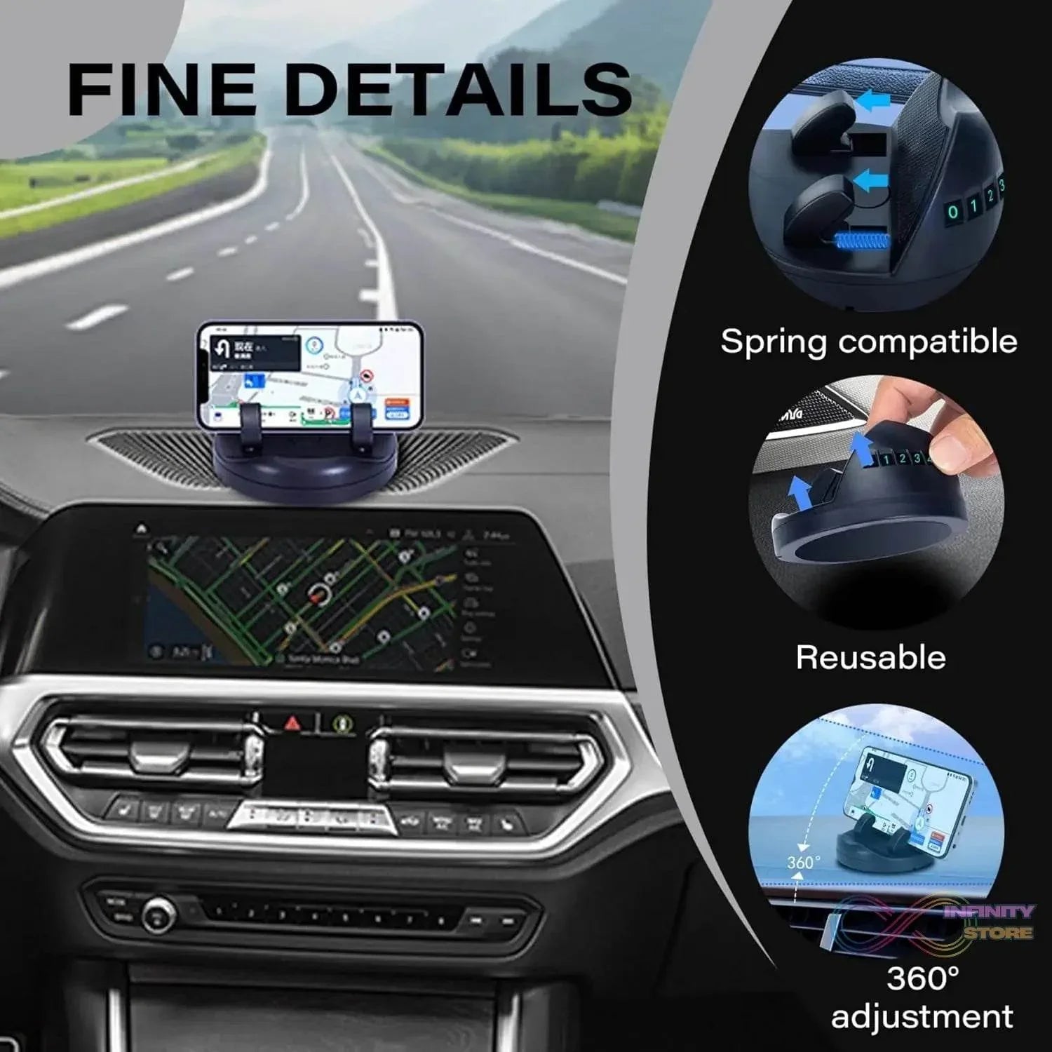 2 in 1 Car Anti - Slip Mat, Phone Holder Non Slip Sticky Phone Mount Holder (1 Set) - infinityexculsivestore.com