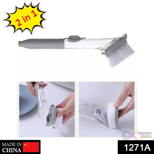2-in-1 Dishwashing Brush, Long Handle Wash Pot Brush Washing Dish - infinityexculsivestore.com