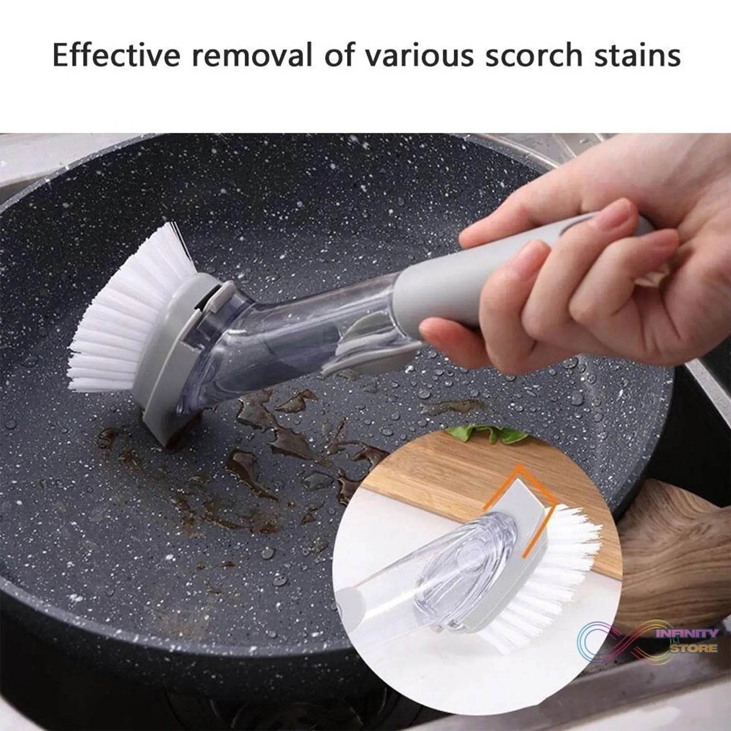 2-in-1 Dishwashing Brush, Long Handle Wash Pot Brush Washing Dish - infinityexculsivestore.com