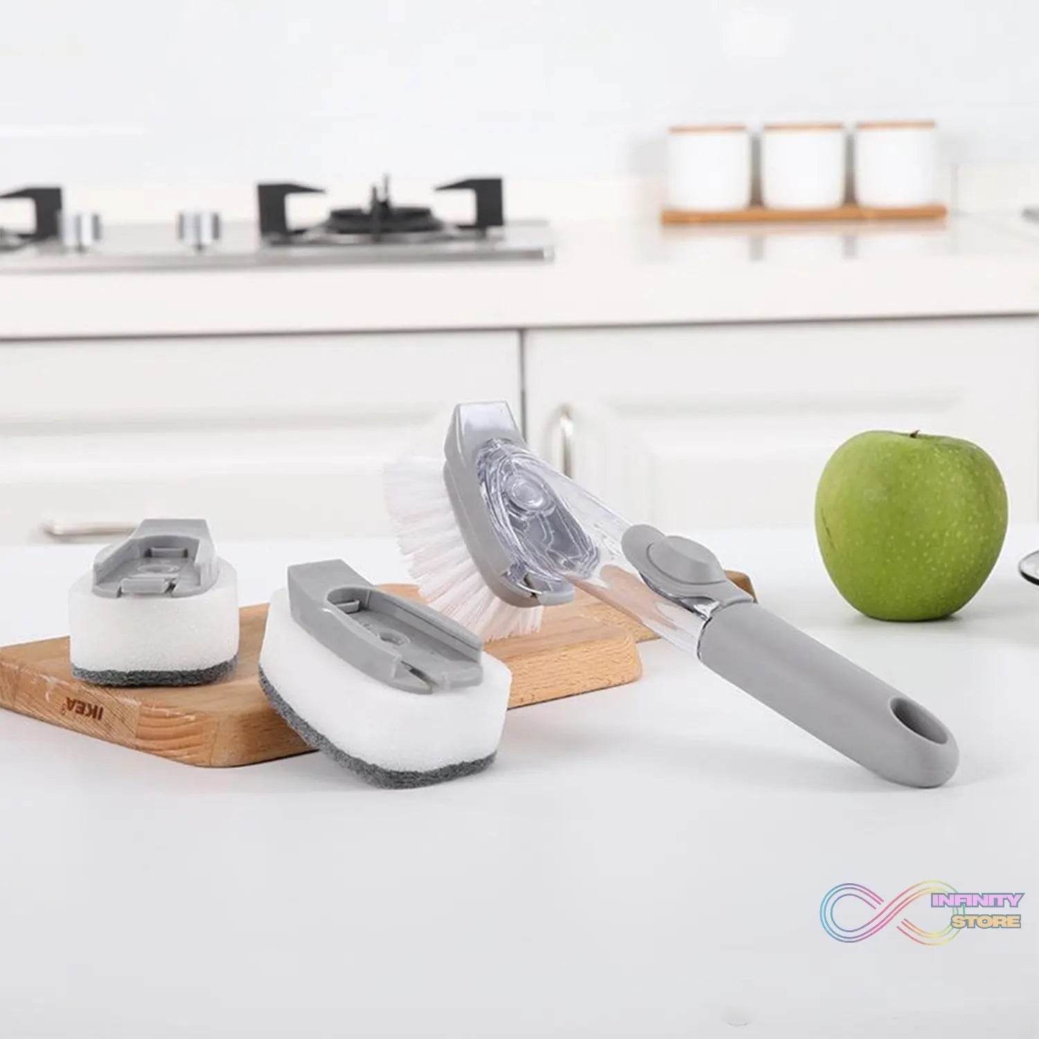 2-in-1 Dishwashing Brush, Long Handle Wash Pot Brush Washing Dish - infinityexculsivestore.com
