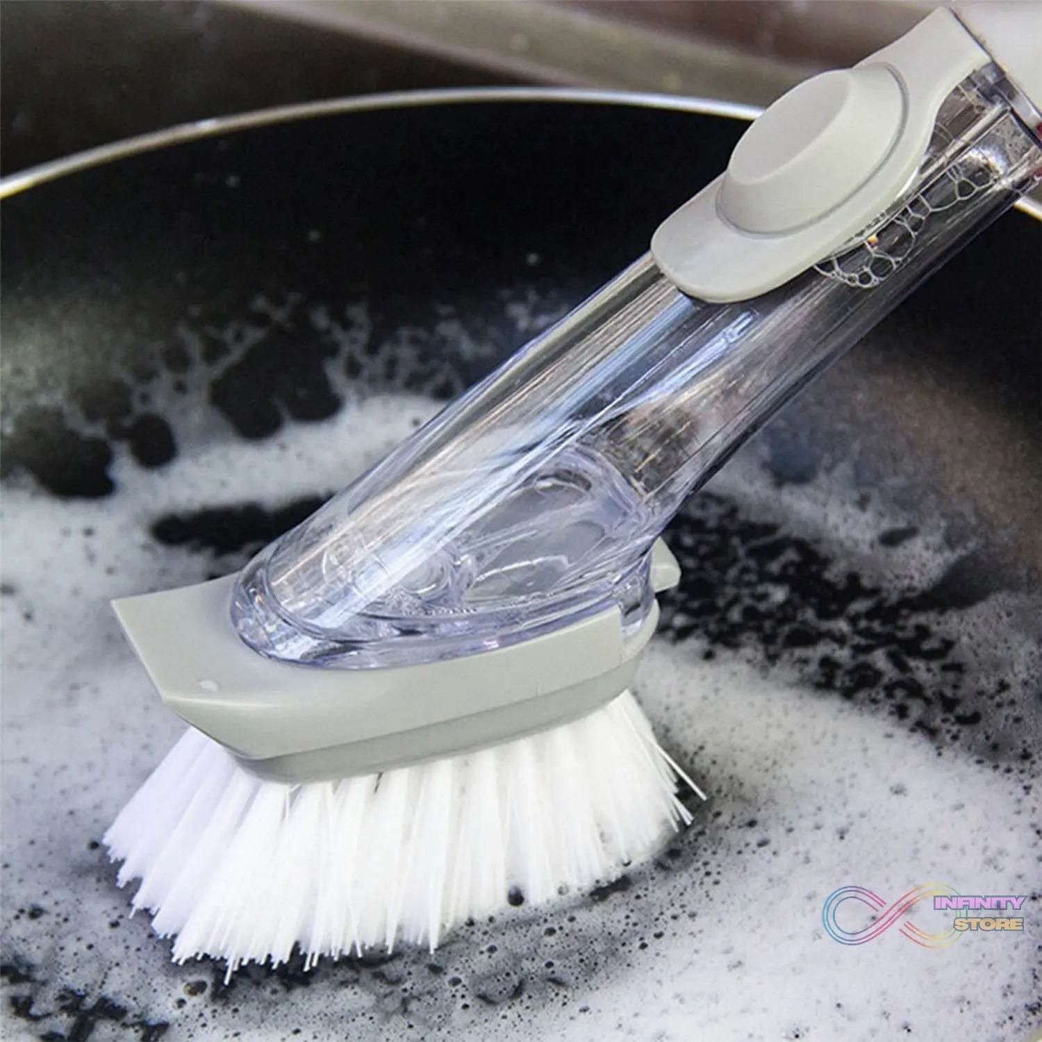2-in-1 Dishwashing Brush, Long Handle Wash Pot Brush Washing Dish - infinityexculsivestore.com