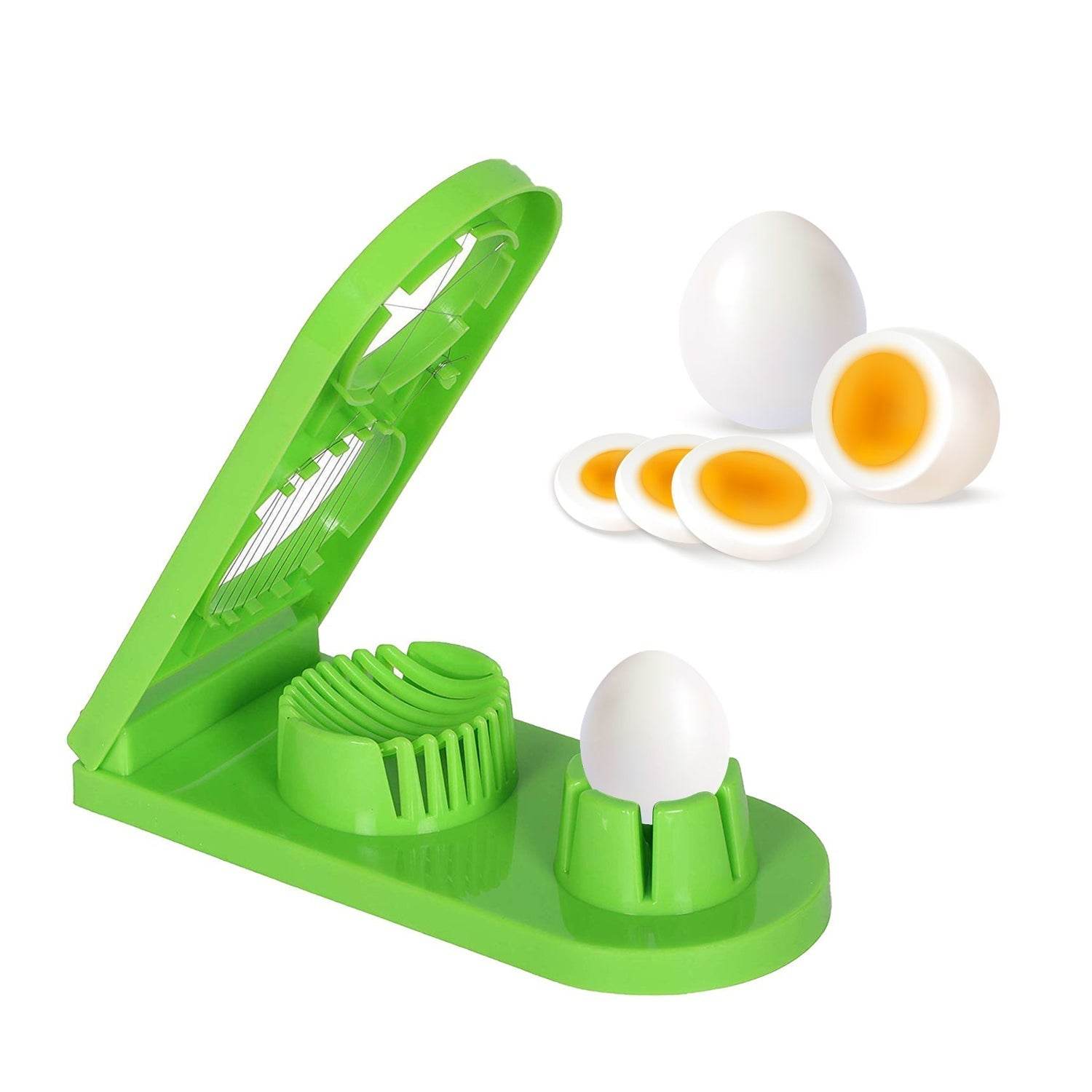 2 in 1 Double Cut Boiled Egg cutter with stainless steel wire for easy slicing of boiled eggs. - infinityexculsivestore.com