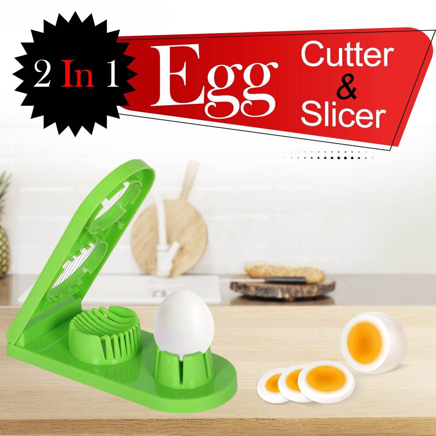 2 in 1 Double Cut Boiled Egg cutter with stainless steel wire for easy slicing of boiled eggs. - infinityexculsivestore.com