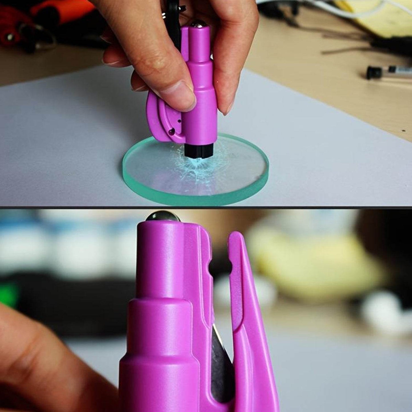 2 in 1 Emergency Safety Cutter with Key Chain, Small Portable Handy Emergency Safely Glass Breaking & Seat Belt Cutting Keychain Tool - infinityexculsivestore.com